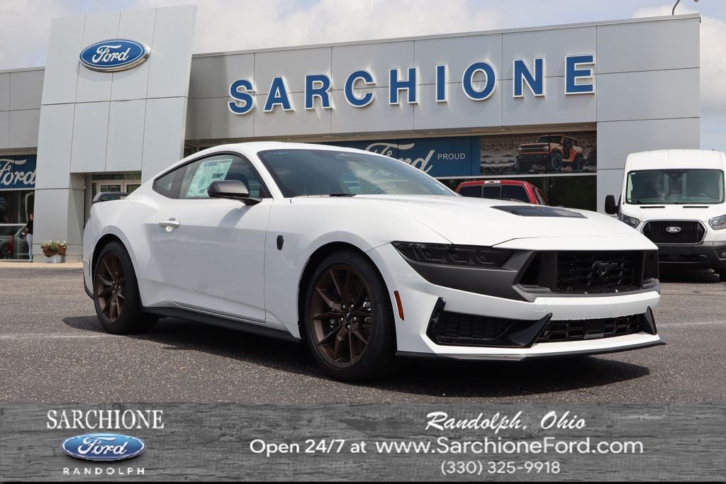 2026 Ford Mustang Dark Horse in Oxford White — front three-quarter view