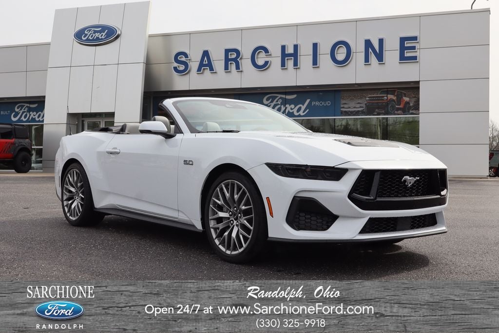 2025 Ford Mustang GT Premium in Oxford White — front three-quarter view