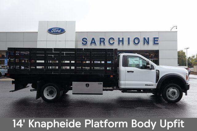 2026 Ford F-550SD XL DRW w/14' Knapheide Platform Body in Oxford White — front three-quarter view