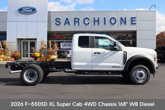 2026 Ford F-550SD XL DRW Chassis in Oxford White — front three-quarter view