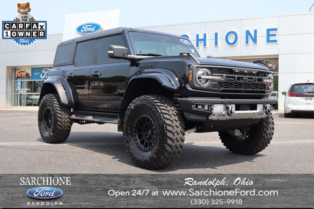 2025 Ford Bronco Raptor in Shadow Black — front three-quarter view