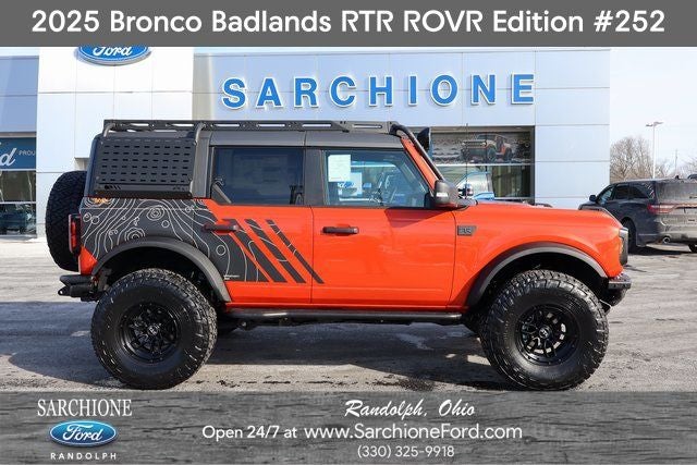 2025 Ford Bronco Badlands RTR ROVR Edition in Lava Orange — front three-quarter view