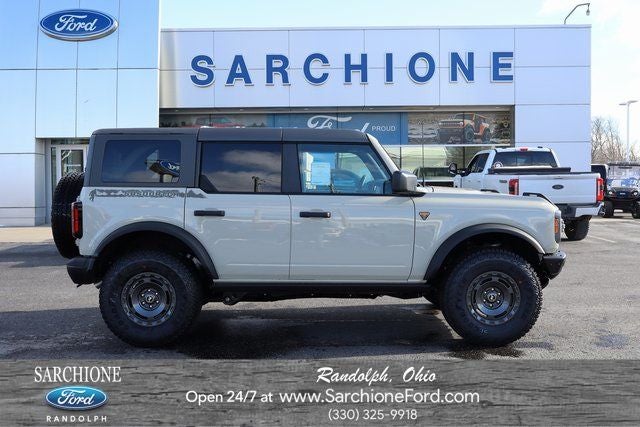 2025 Ford Bronco Badlands in Desert Sand — front three-quarter view