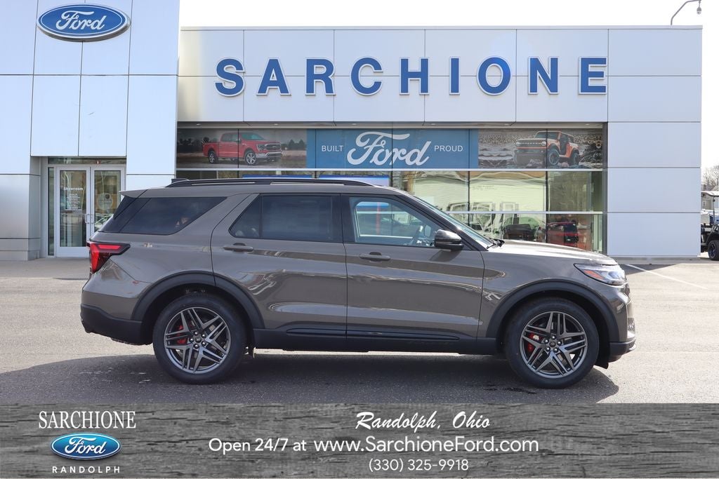 2026 Ford Explorer ST in Marsh Gray — front three-quarter view