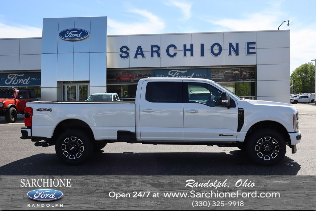 2026 Ford F-350SD Platinum in Star White Metallic Tri-Coat — front three-quarter view