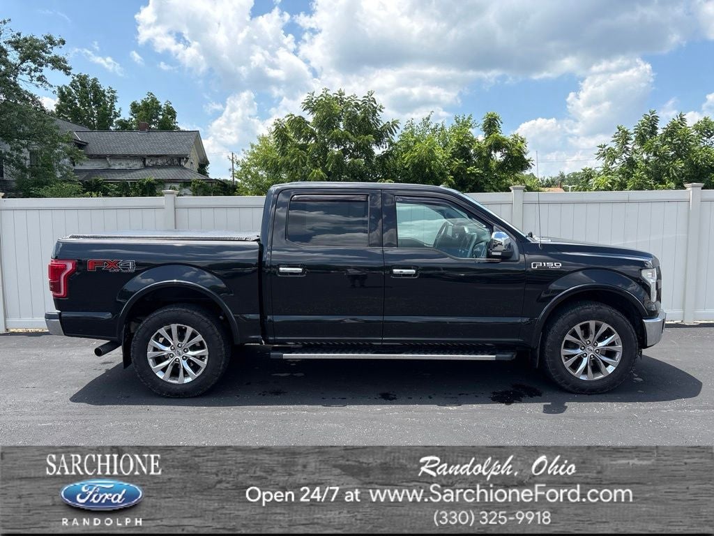 2015 Ford F-150 Lariat in Tuxedo Black Metallic — front three-quarter view