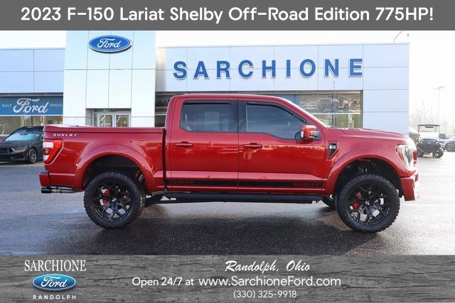 2023 Ford F-150 Lariat Shelby Off-Road Edition in Rapid Red Metallic Tinted Clearcoat — front three-quarter view