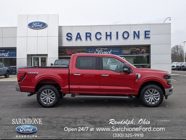 2025 Ford F-150 XLT in Rapid Red Metallic Tinted Clearcoat — front three-quarter view