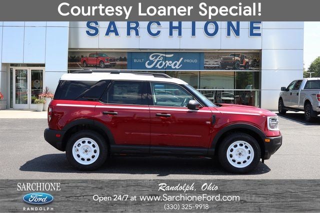 2025 Ford Bronco Sport Heritage in Ruby Red Metallic Tinted Clearcoat — front three-quarter view
