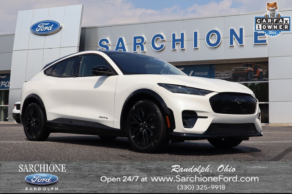 2026 Ford Mustang Mach-E Premium in Star White Metallic Tc — front three-quarter view