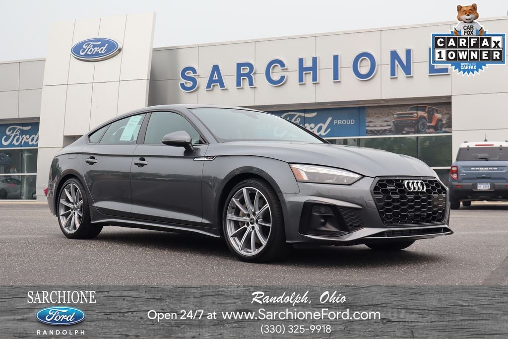 2025 Audi A5 Sportback quattro in Gray — front three-quarter view