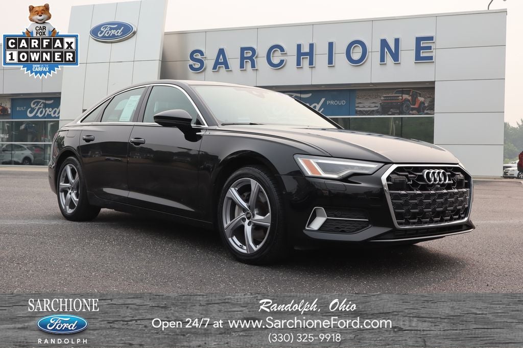 2024 Audi A6 45 Premium Plus quattro in Black — front three-quarter view